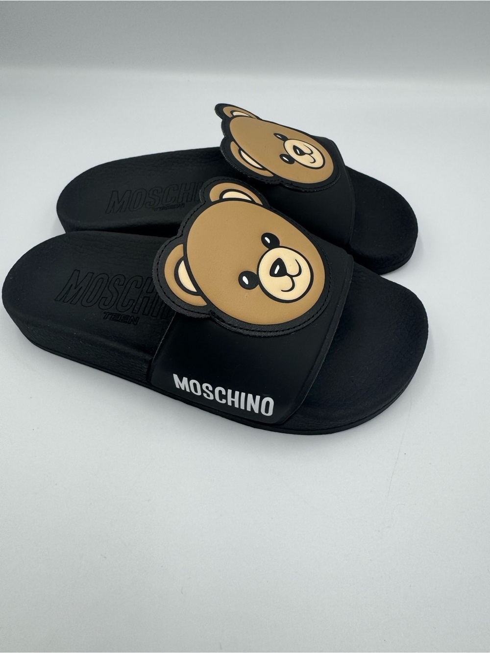 Moschino Kids Teddy Appliqué Slides black EU 33/34 NWT